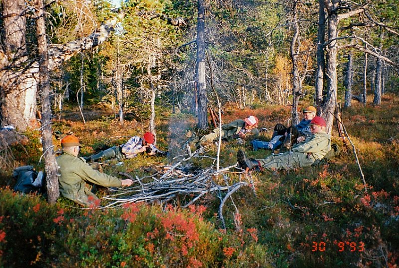 1993_0009.jpg - På Stakkjølen, - Birger, Trygve, Gunnar, Arvid og Johnny